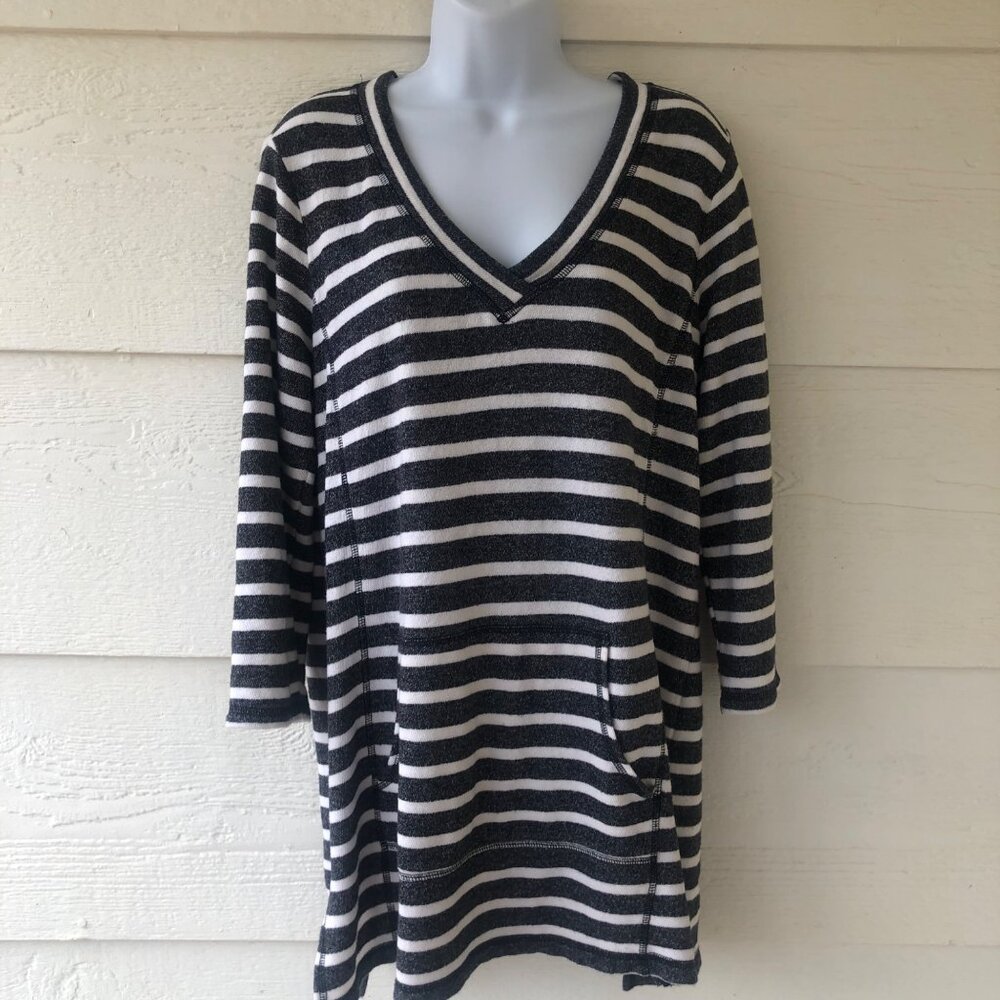 Liz Claiborne Weekend Women’s Top Size L Longline Stretch V-Neck Tunic